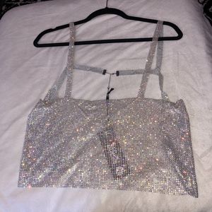 Dolls Kill Diamond Mesh Crop Top